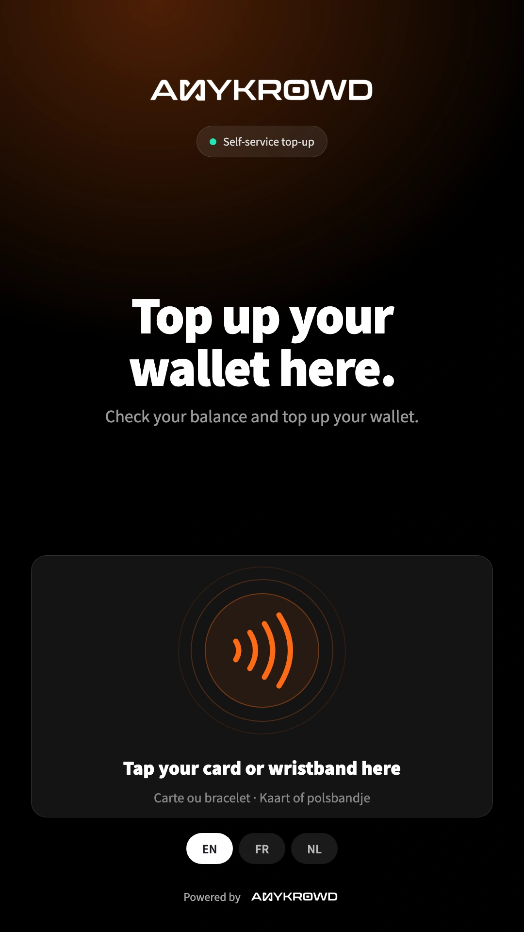 Top-up screen